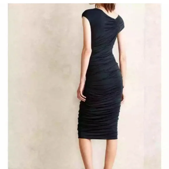 Anthropologie NWOT Bailey 44 Ski Bunny Dress Dark Teal Bodycon Ruching Size S - Picture 4 of 7